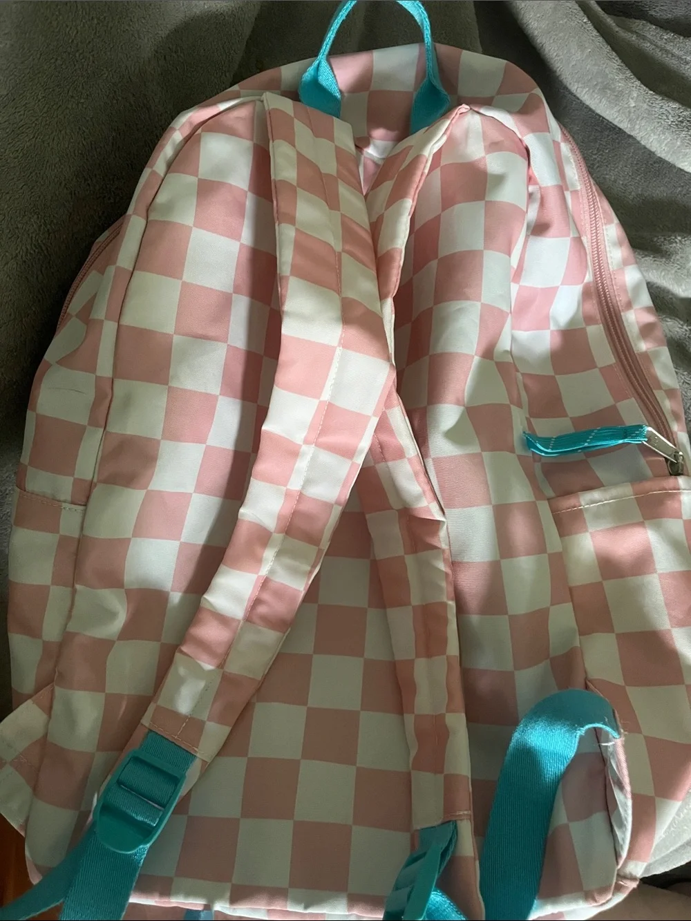 Pura Vida Pink and White Checkerboard Kids Backpack